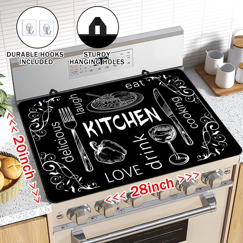 Seimip Black Stove Top Covers for Electric Stove, All Seasons Stove Cover Heat Resistant Glass Stove Top Pad for Kitchen, Mardi Gras Induction Cooktop Protector Spring Stove Top Mat Washable Oven Cover - Image 2